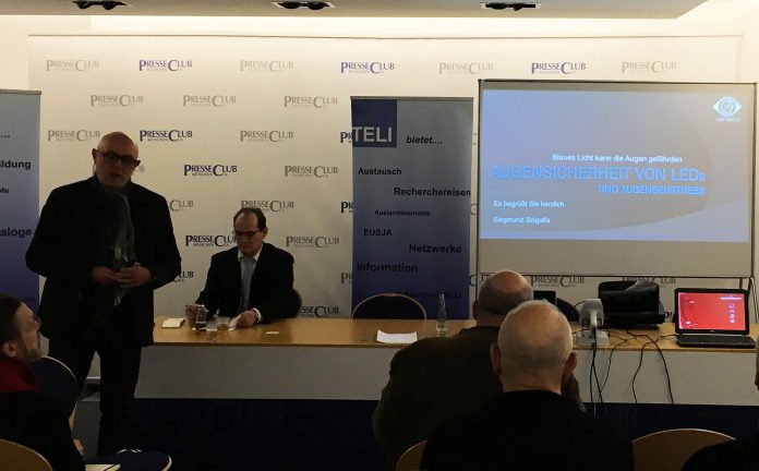 LED-Licht gefährdet Augen Siegmung Scigalla referiert im Internationalen PresseClub München zum Thema Augensicherheit